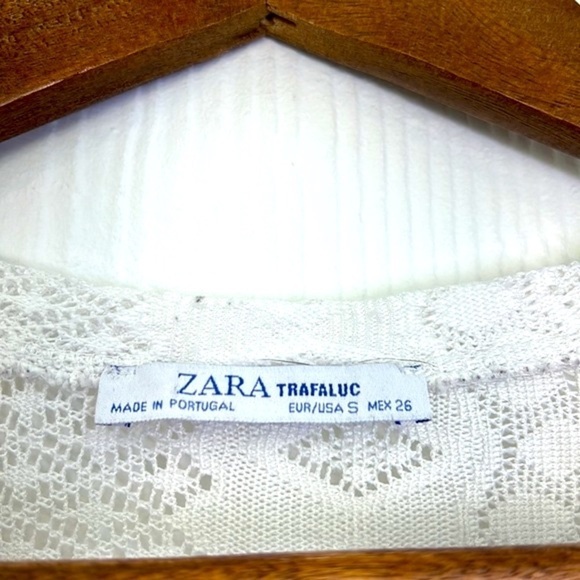 Zara - Bright Floral White Lace Short Sleeve Top Size Small - Picture 9 of 11